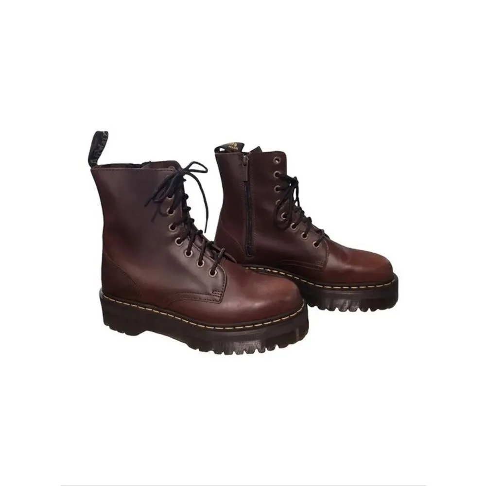 Dr. Martens Jadon Platform Leather Combat Boots Dark Cherry Brown Men's 11